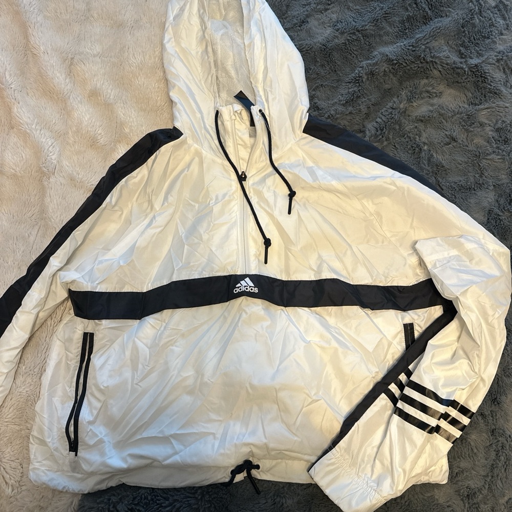 Adidas White Mesh Windbreaker